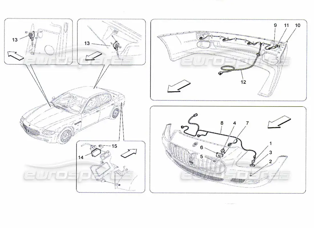 maserati qtp. (2010) 4.7 parking sensors parts diagram
