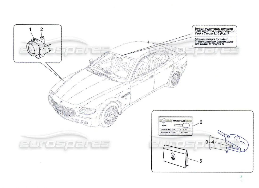 maserati qtp. (2010) 4.7 alarm and immobilizer system parts diagram