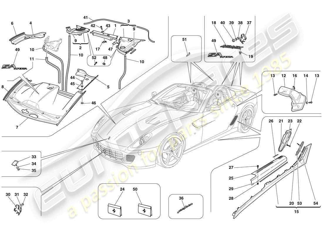 ferrari 599 sa aperta (europe) exterior trim part diagram