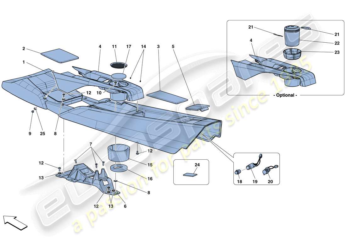 ferrari f12 tdf (usa) tunnel - substructure and accessories part diagram