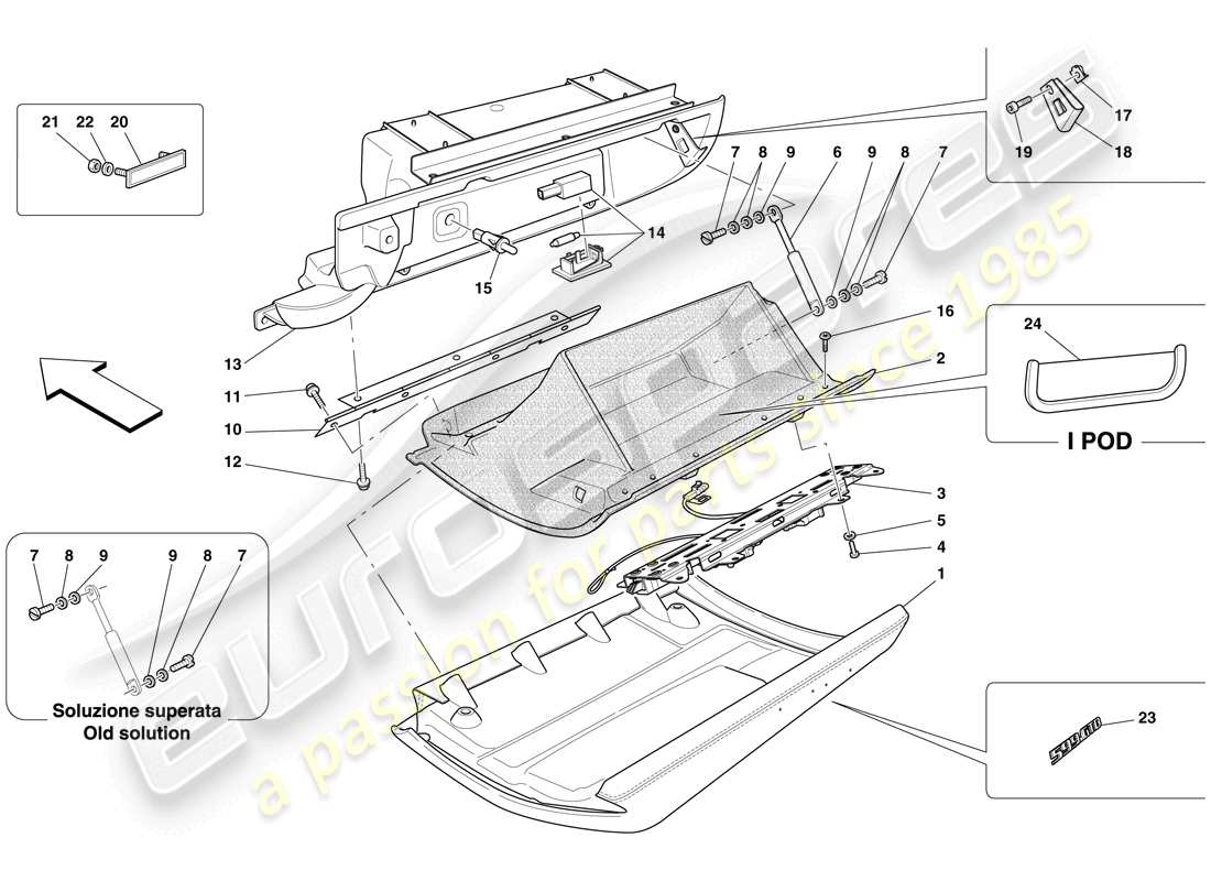 ferrari 599 gtb fiorano (europe) glove compartment part diagram