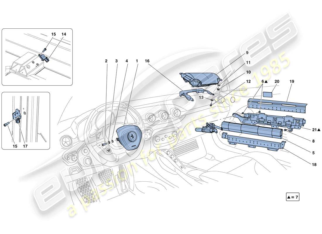 ferrari f12 berlinetta (europe) airbags parts diagram