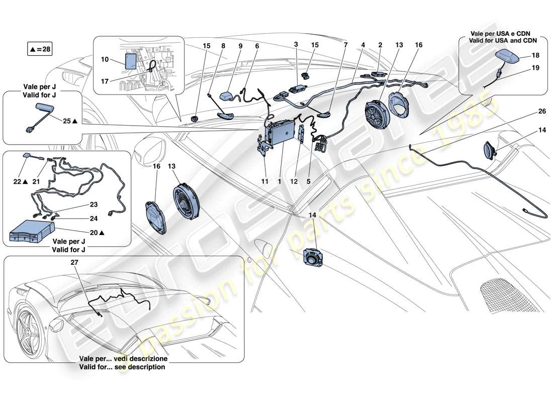 ferrari 458 speciale aperta (rhd) hi-fi system part diagram