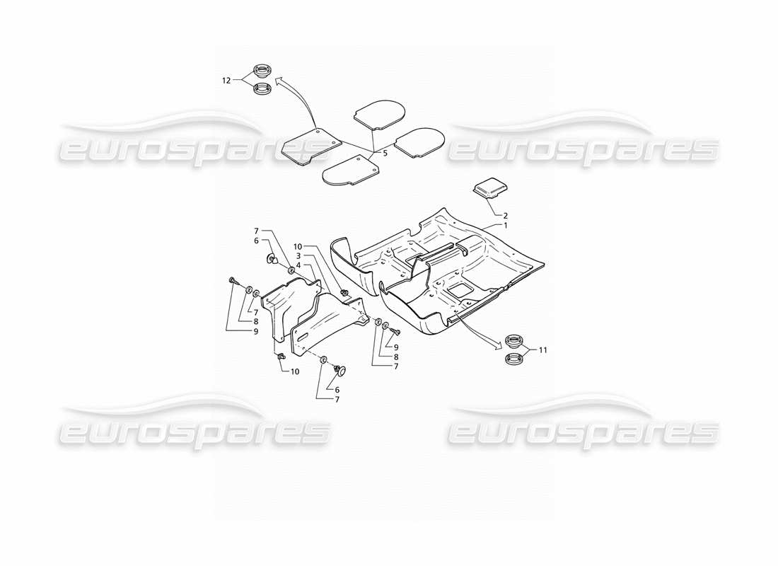 maserati qtp v8 (1998) passenger compartment carpets (lhd) parts diagram