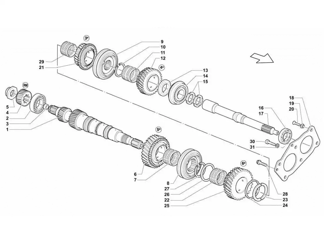 lamborghini gallardo lp560-4s update main shaft parts diagram