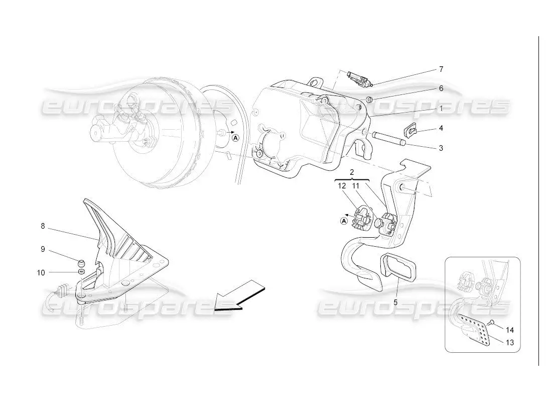 maserati qtp. (2007) 4.2 auto complete pedal board unit parts diagram
