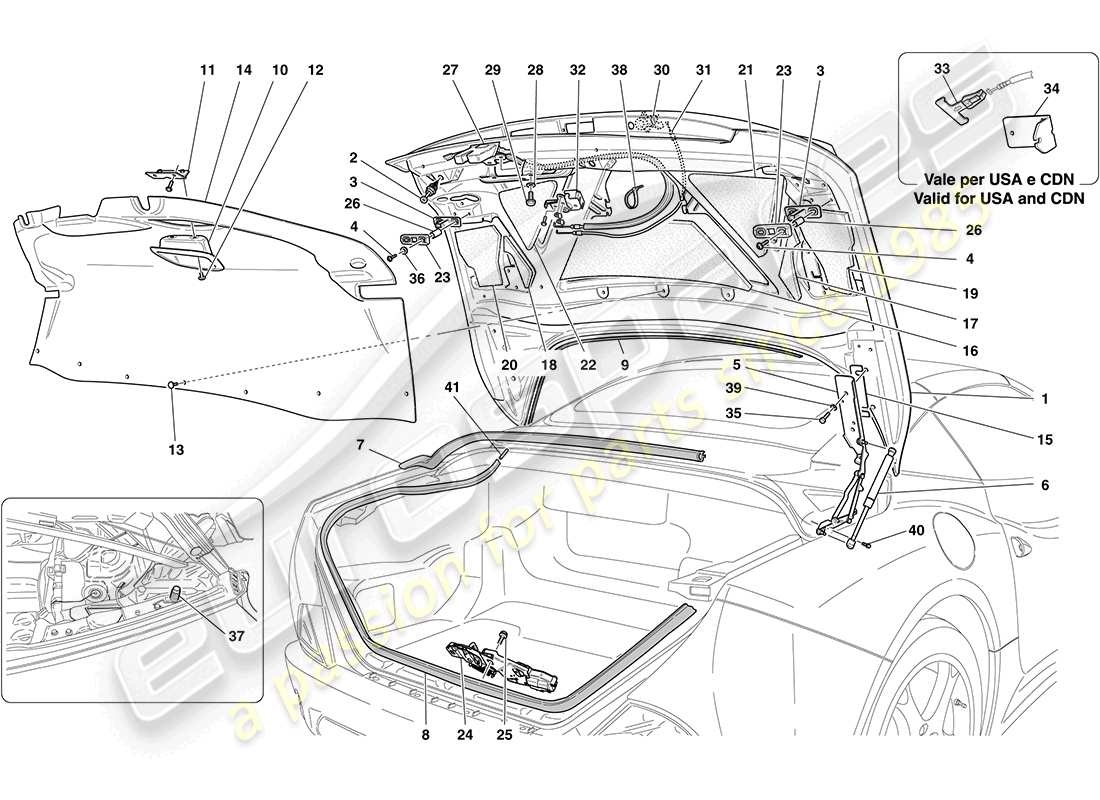 ferrari california (usa) rear lid parts diagram