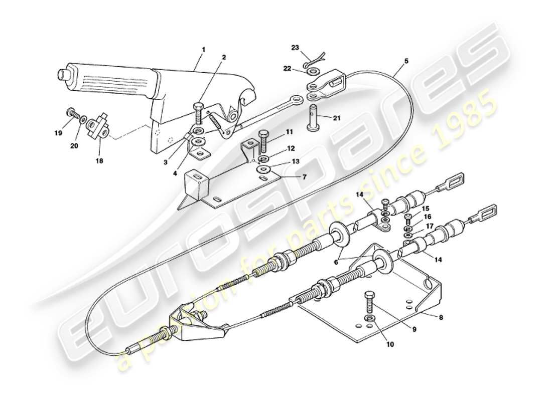 aston martin v8 volante (2000) handbrake part diagram