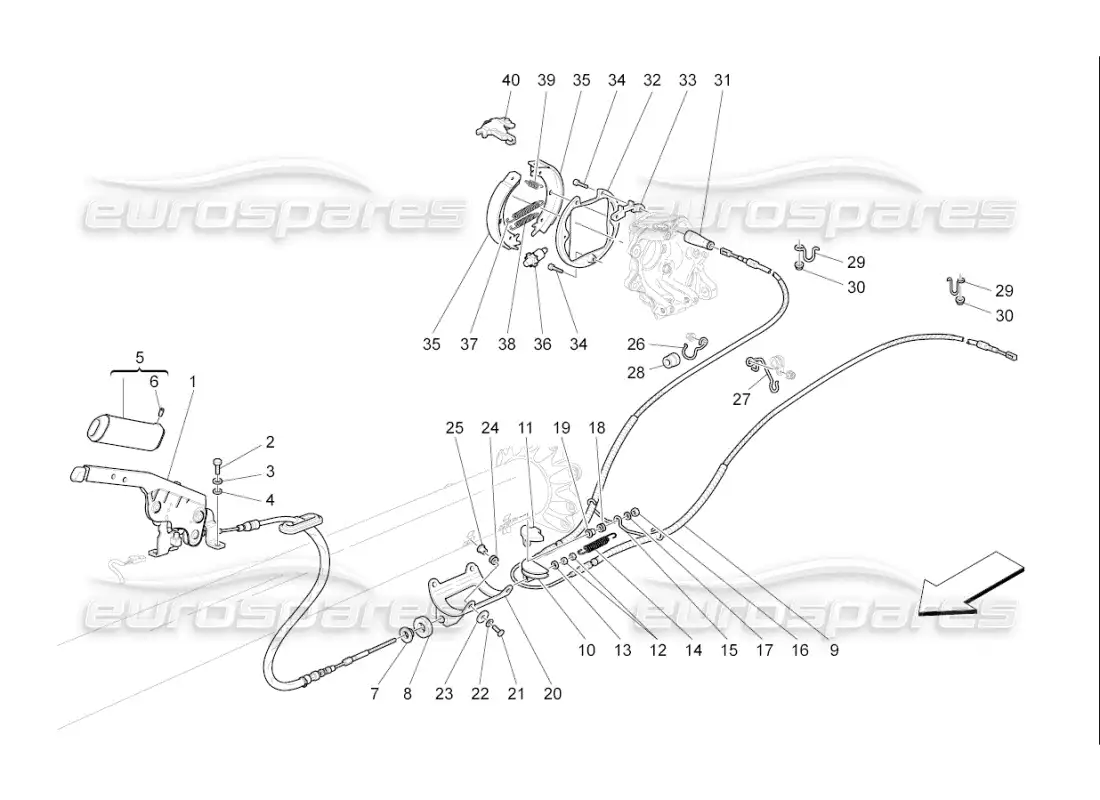 maserati qtp. (2007) 4.2 f1 handbrake parts diagram