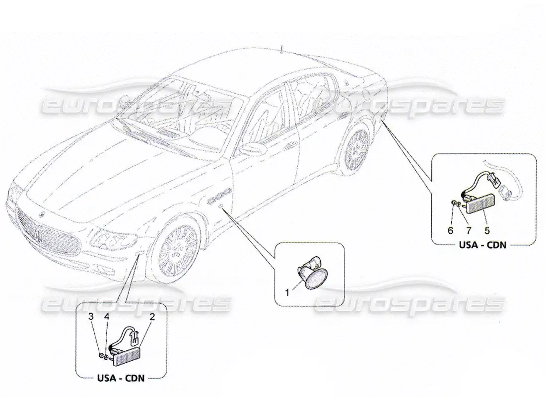 maserati qtp. (2010) 4.2 side light clusters parts diagram