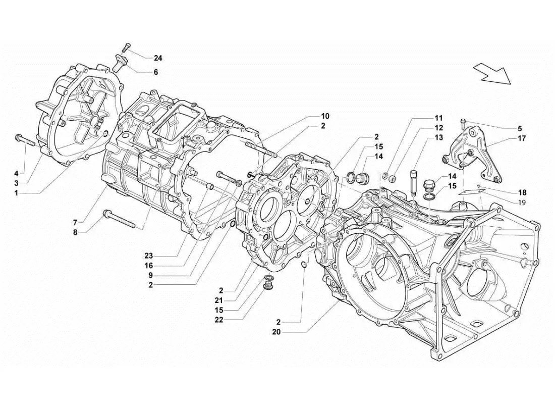 lamborghini gallardo sts ii sc gearbox - rear differential case parts diagram