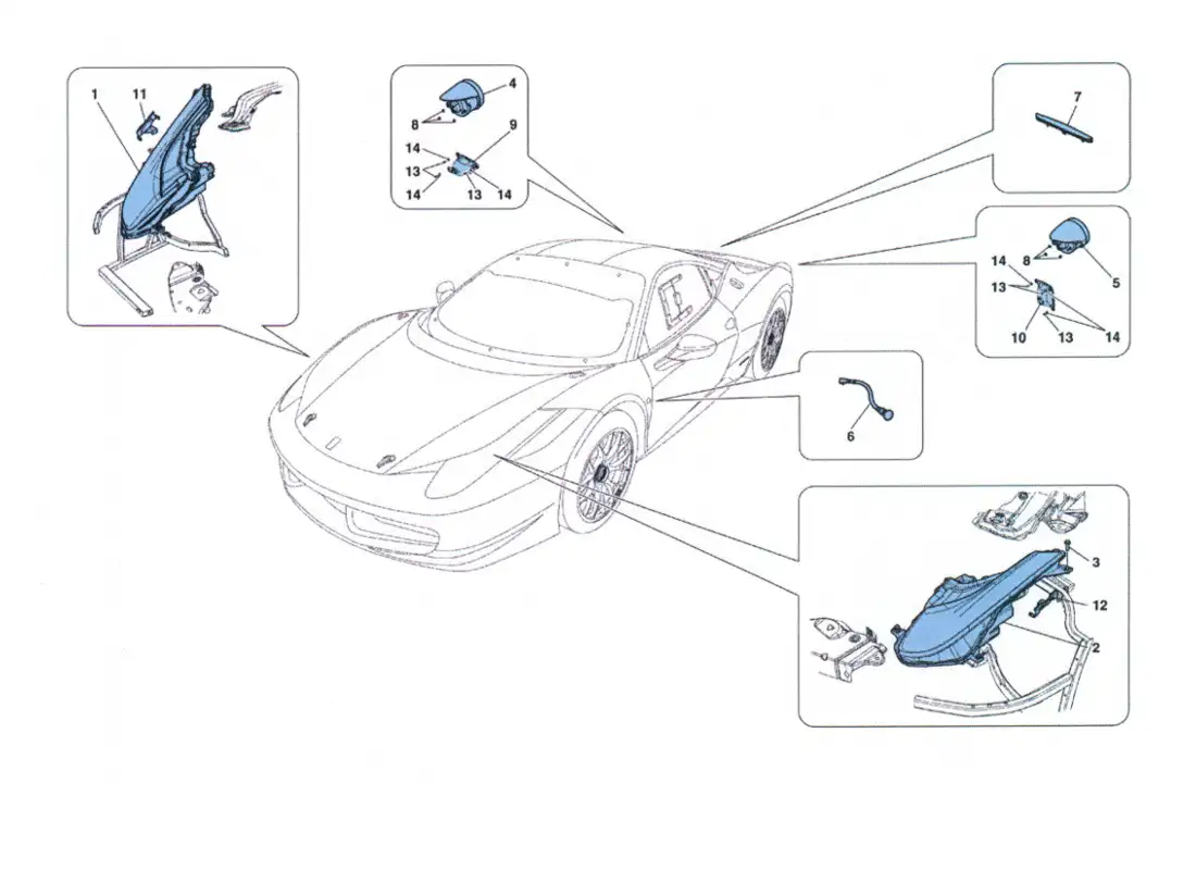 ferrari 458 challenge front lights parts diagram