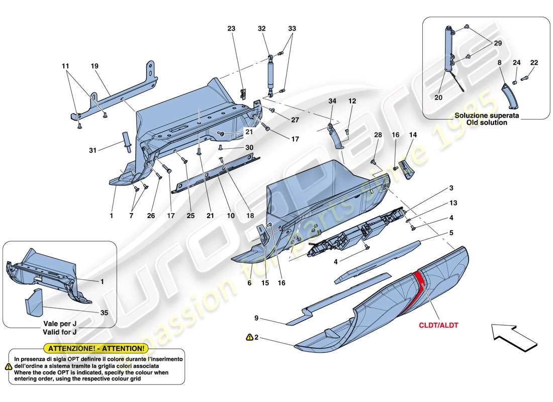 ferrari 812 superfast (usa) glove compartment part diagram