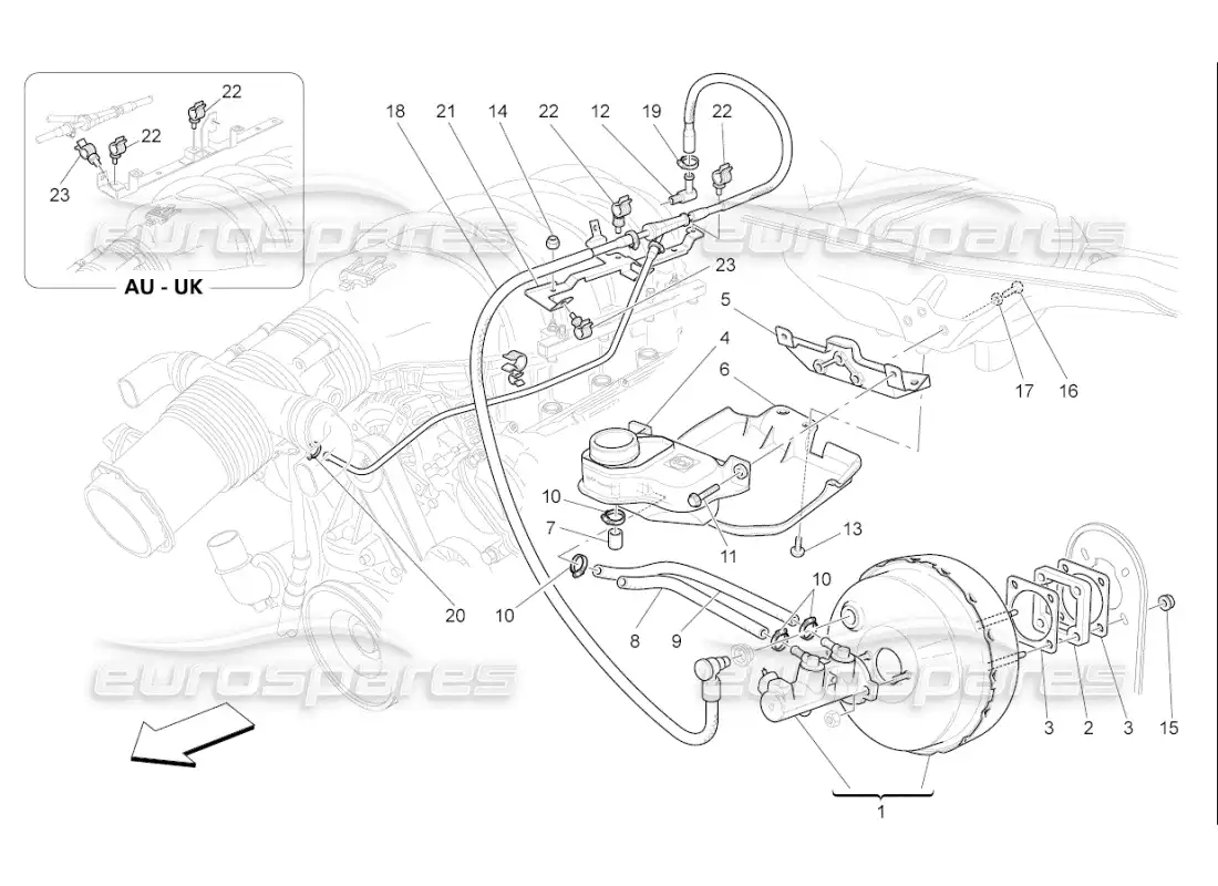 maserati qtp. (2007) 4.2 f1 brake servo system parts diagram