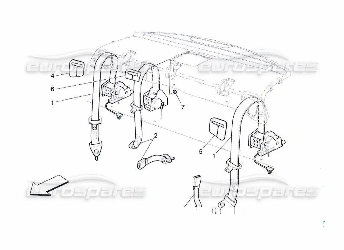 maserati qtp. (2010) 4.7 rear seat belts parts diagram