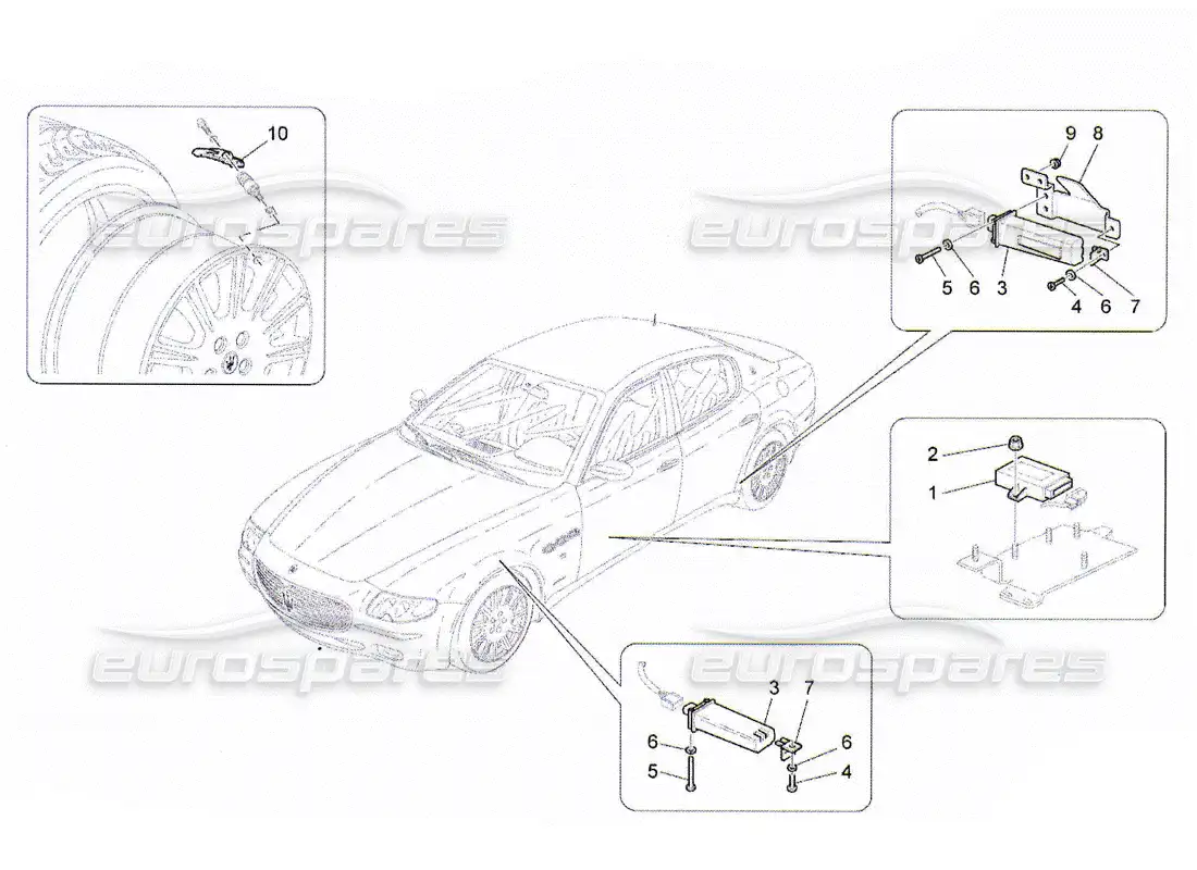 maserati qtp. (2010) 4.2 tyre pressure monitoring system parts diagram