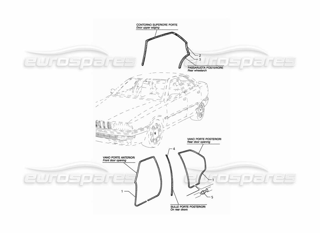 maserati qtp. 3.2 v8 (1999) external seals parts diagram