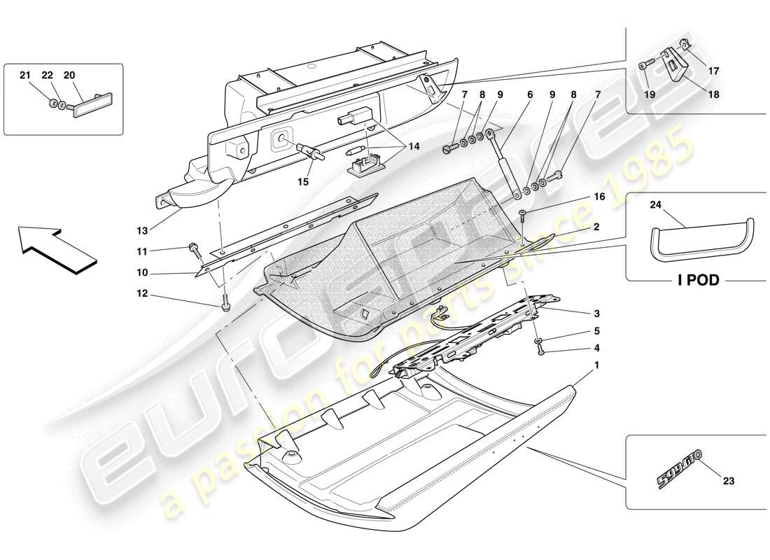 ferrari 599 gto (europe) glove compartment part diagram