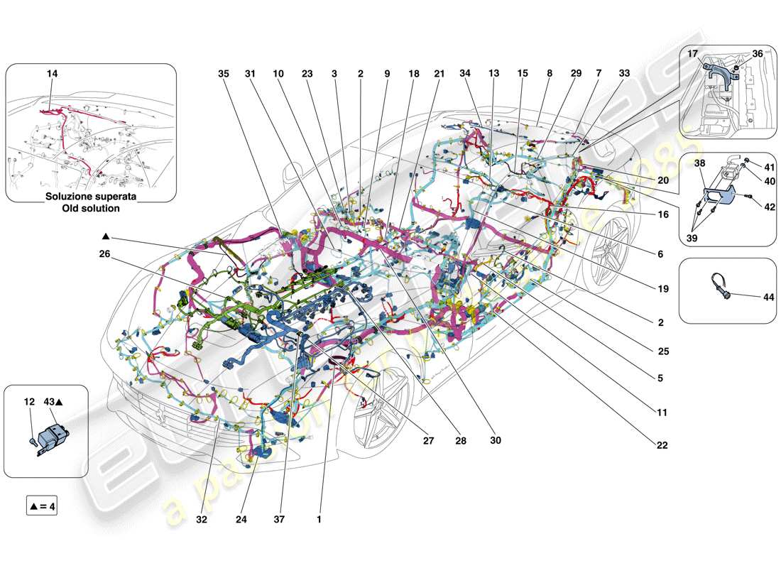 ferrari f12 berlinetta (europe) main wiring harnesses parts diagram