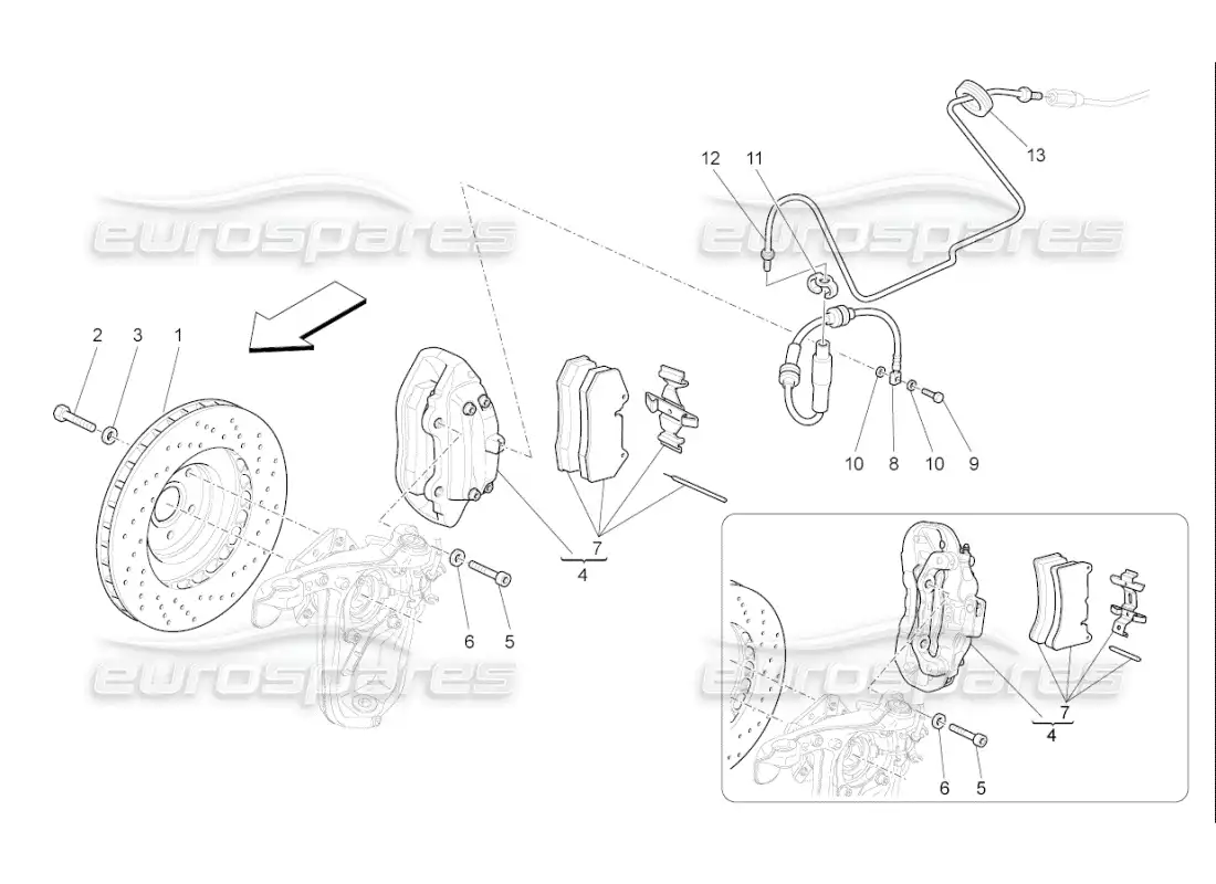 maserati qtp. (2007) 4.2 f1 braking devices on front wheels parts diagram