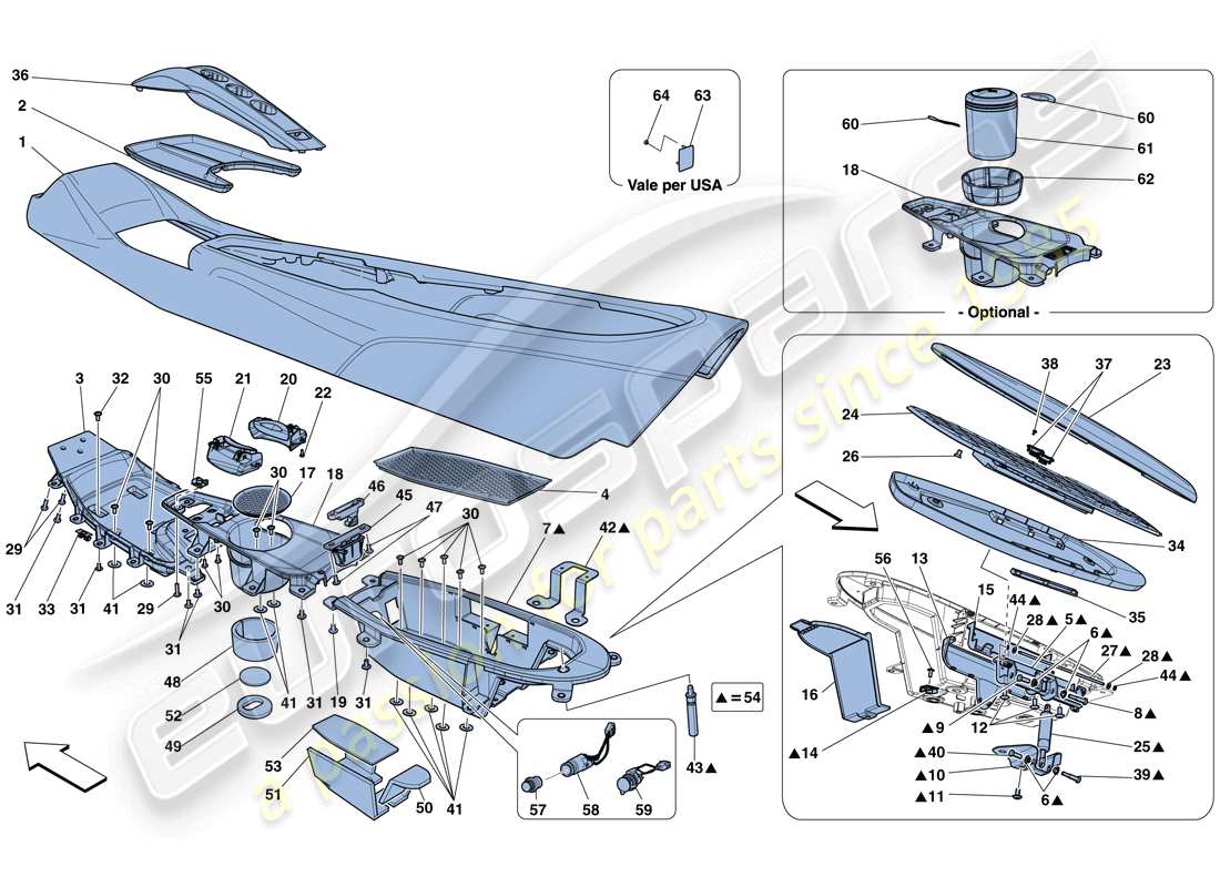 ferrari f12 berlinetta (europe) tunnel - substructure and accessories part diagram