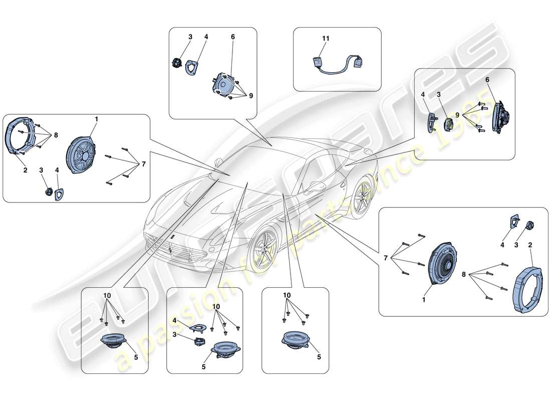 ferrari california t (europe) audio speaker system parts diagram