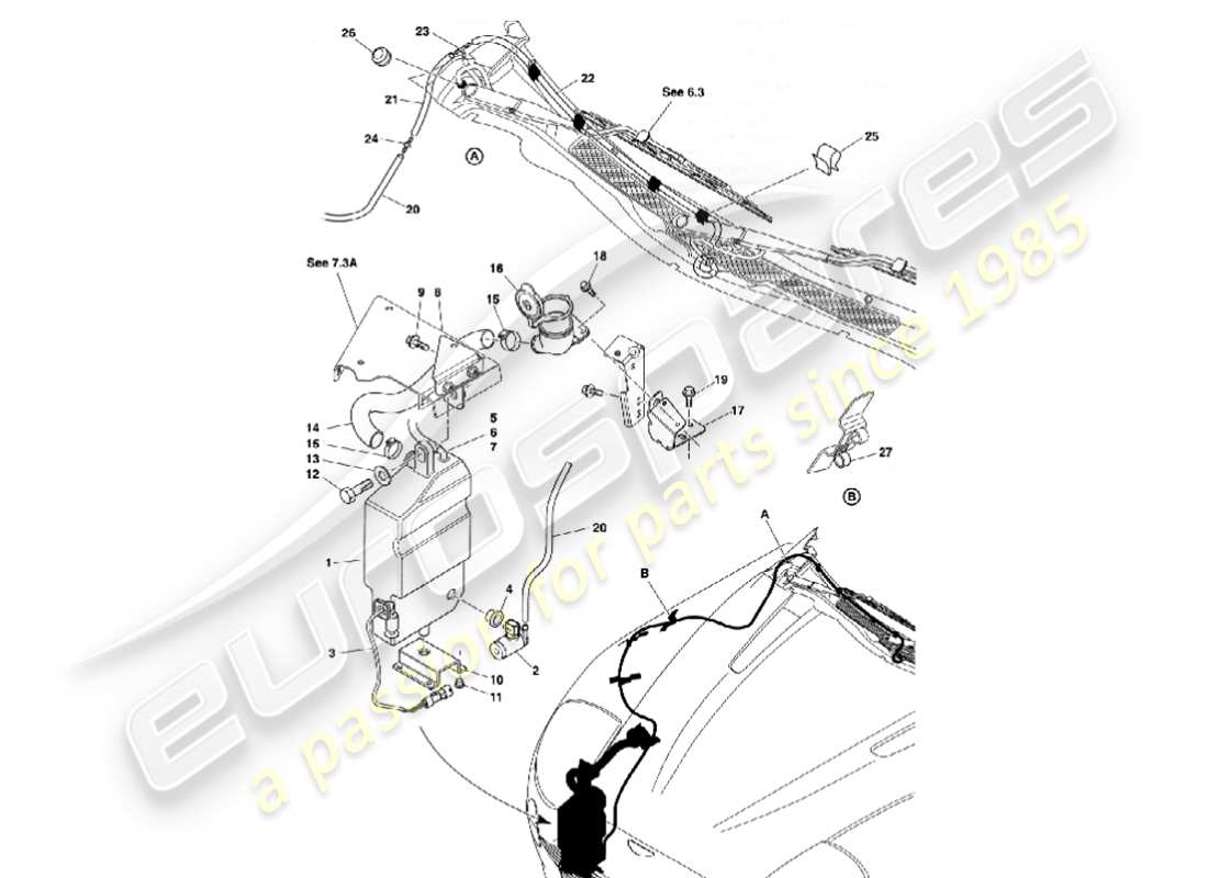 aston martin vanquish (2001) windscreen washers parts diagram