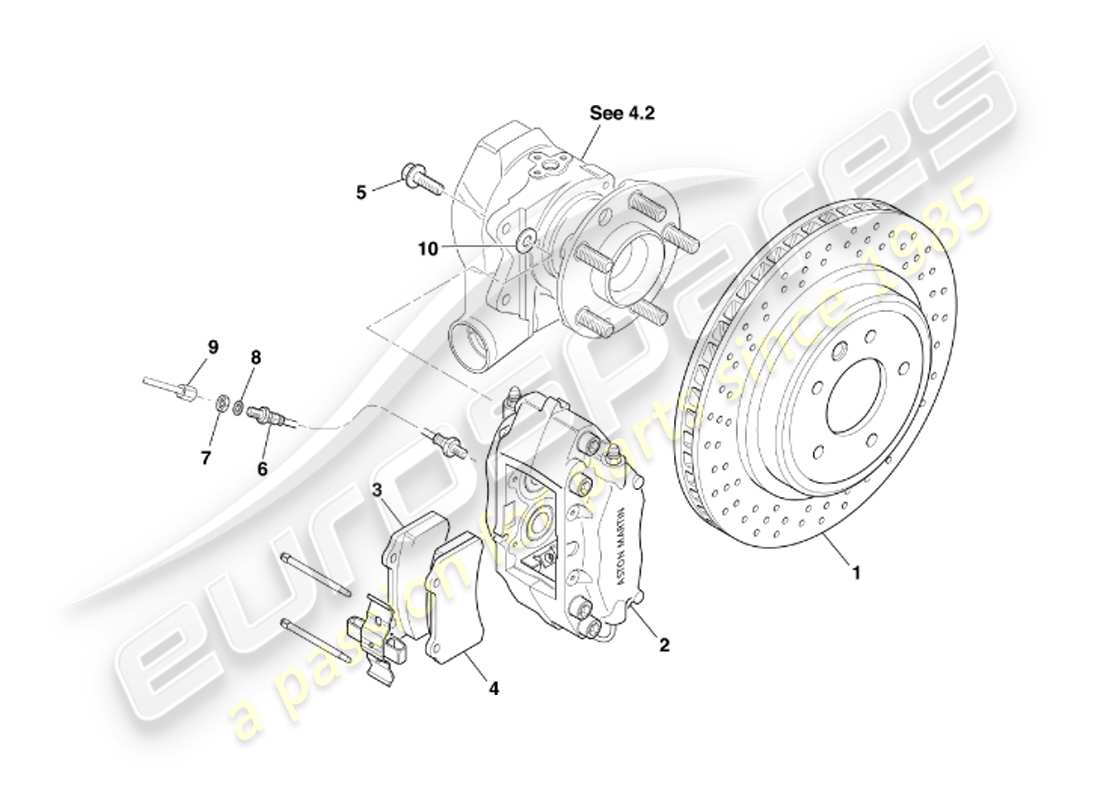 aston martin db7 vantage (2003) rear brakes part diagram