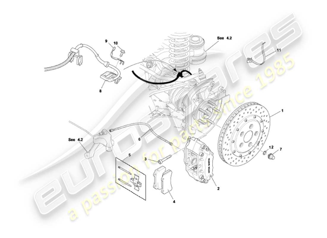 aston martin vanquish (2007) rear brakes part diagram