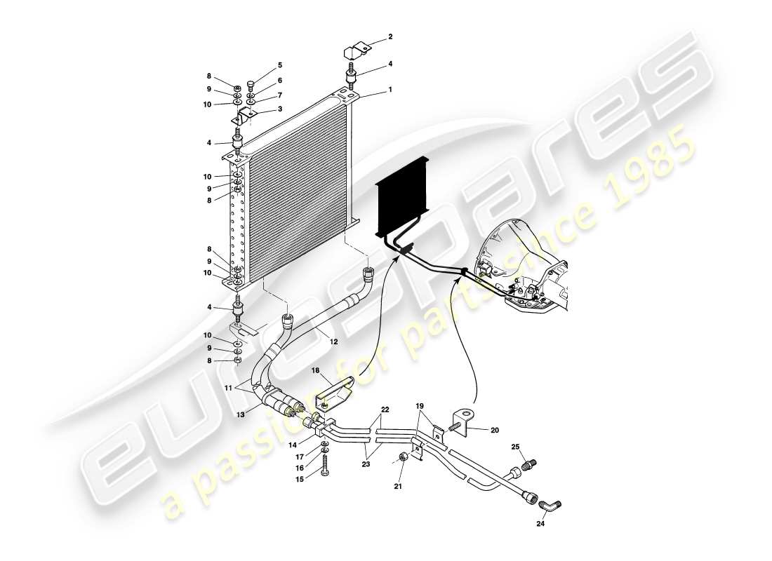 aston martin v8 coupe (1999) gearbox cooling part diagram