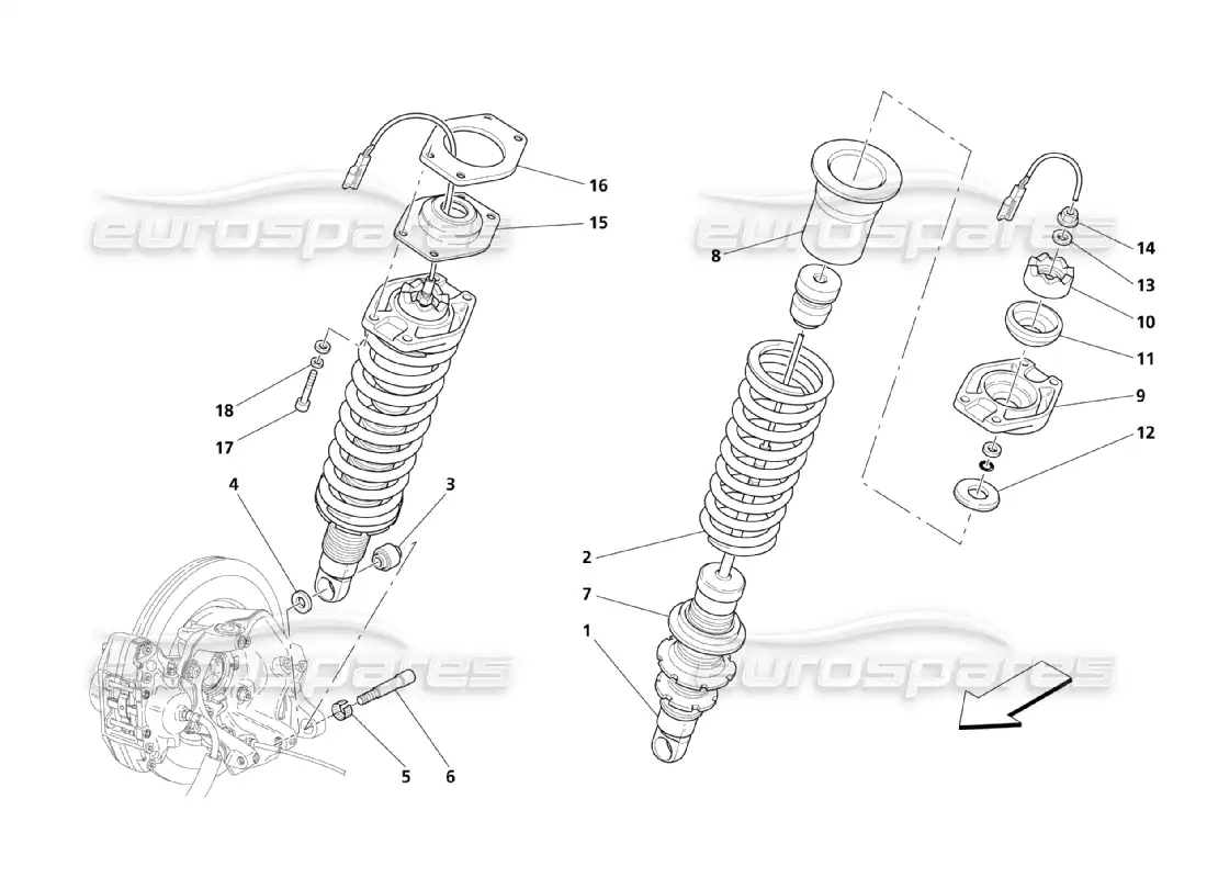 maserati qtp. (2003) 4.2 rear suspension parts parts diagram