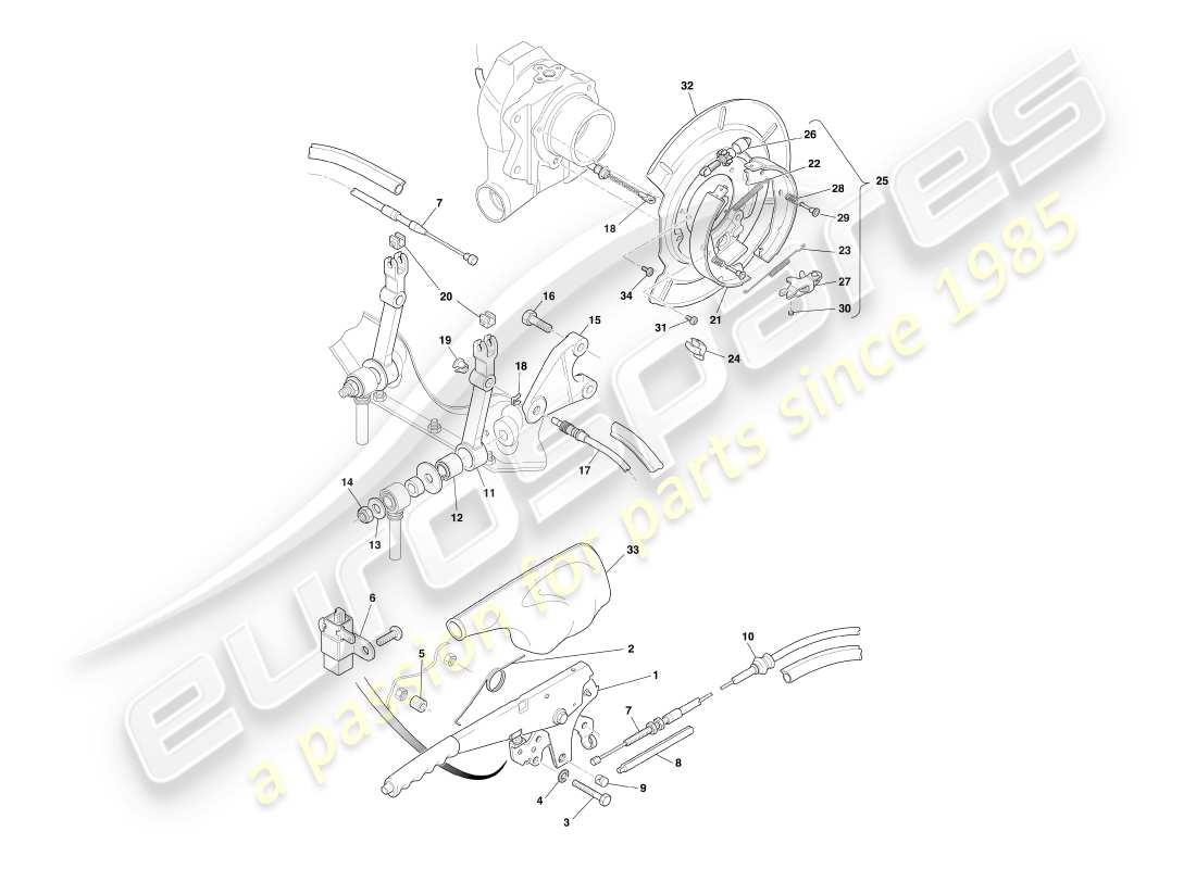 aston martin db7 vantage (2000) handbrake part diagram