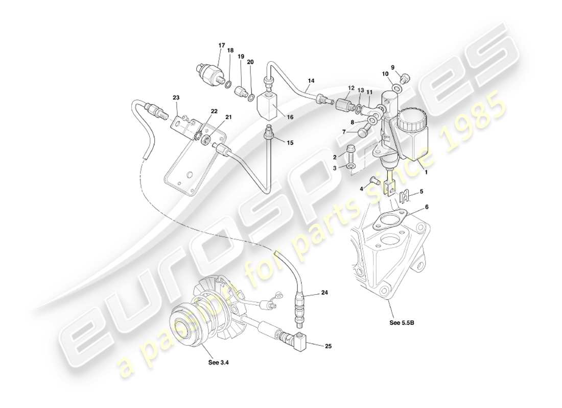 aston martin db7 vantage (2000) clutch hydraulics part diagram