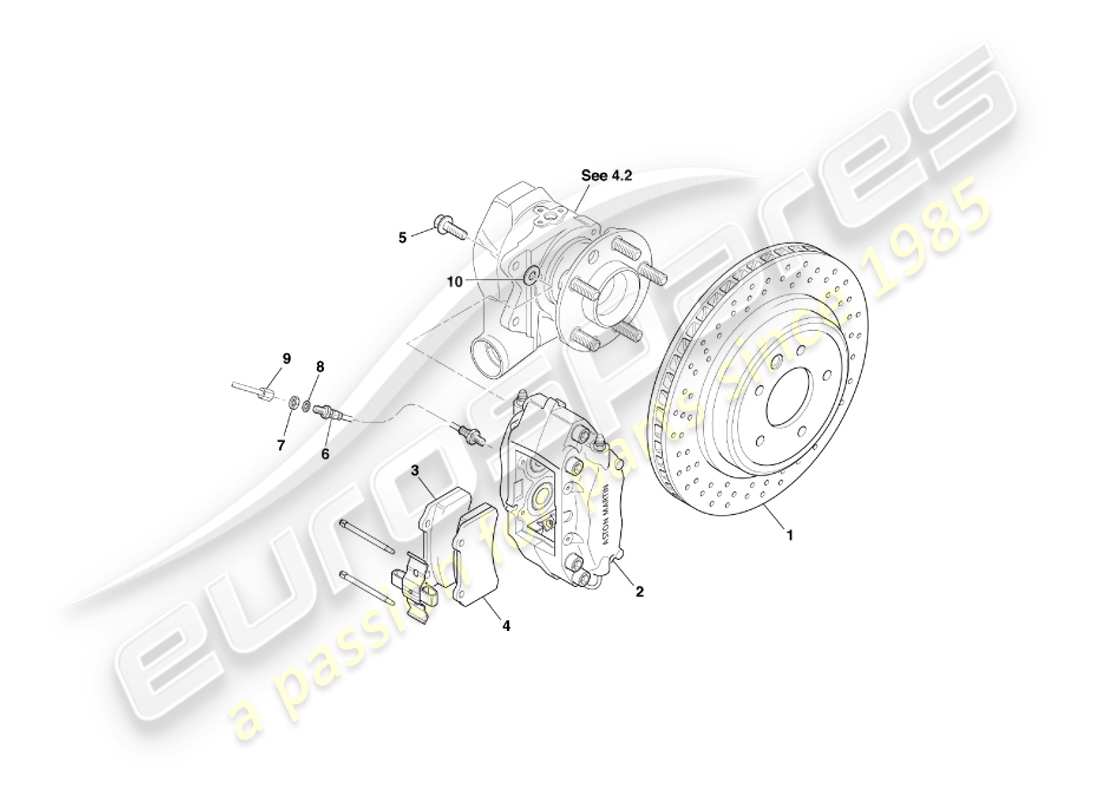 aston martin db7 vantage (2000) rear brakes part diagram