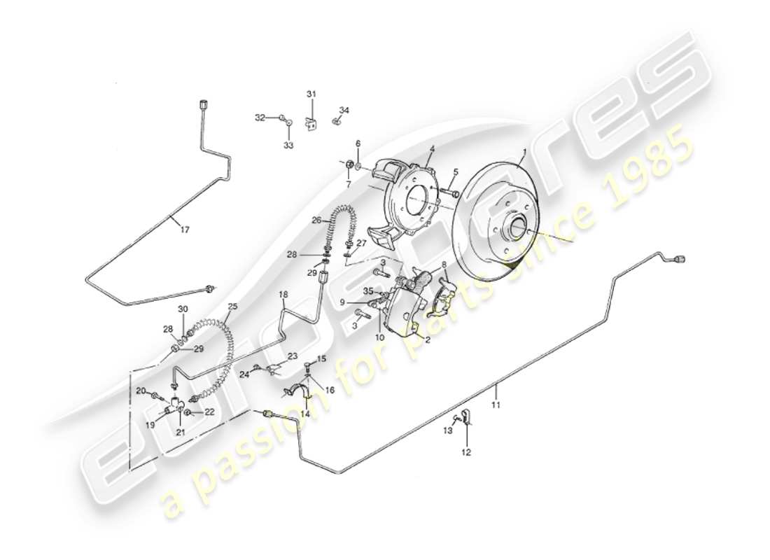 aston martin v8 virage (1999) rear brakes part diagram
