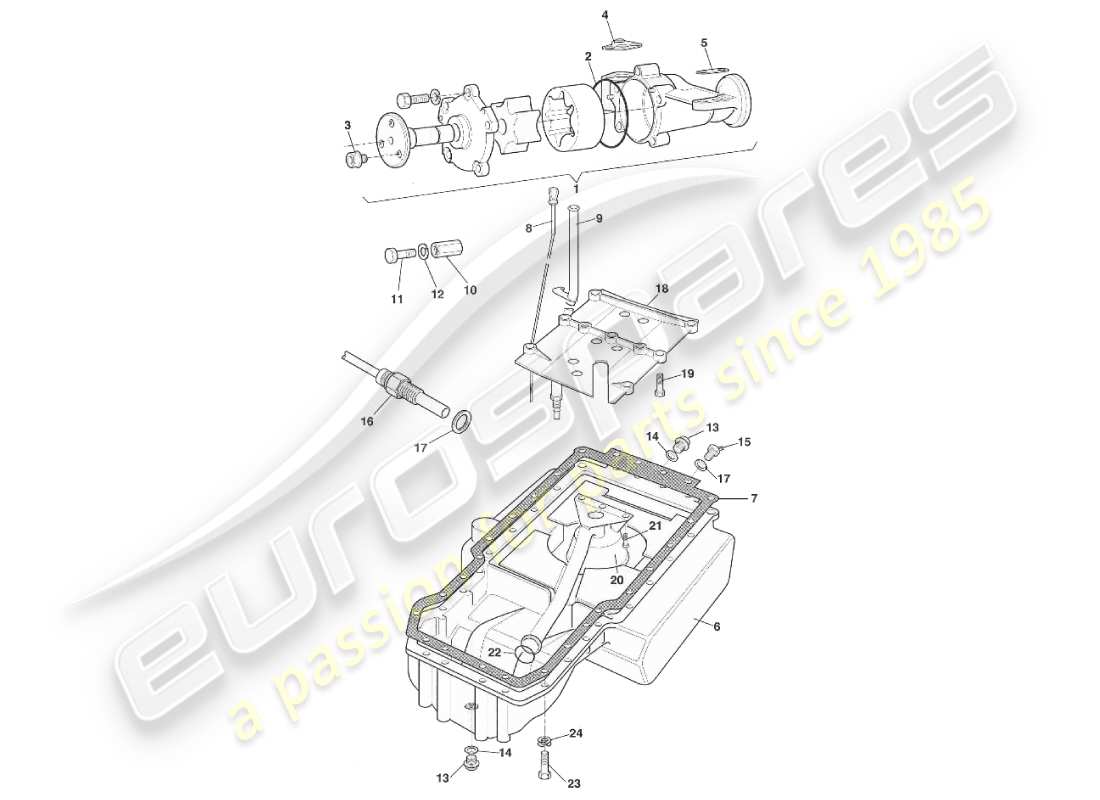 aston martin v8 virage (2000) oil pump & sump part diagram