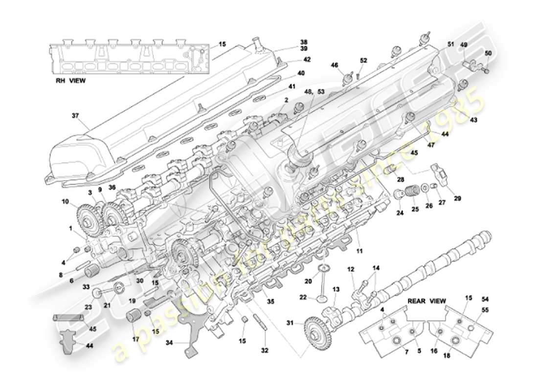 aston martin vanquish (2002) cylinder heads part diagram