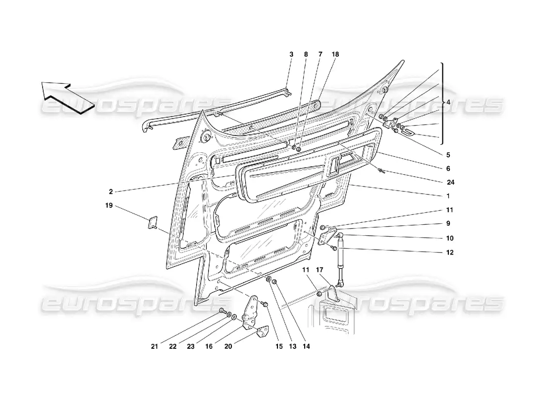 ferrari 355 (5.2 motronic) front hood parts diagram