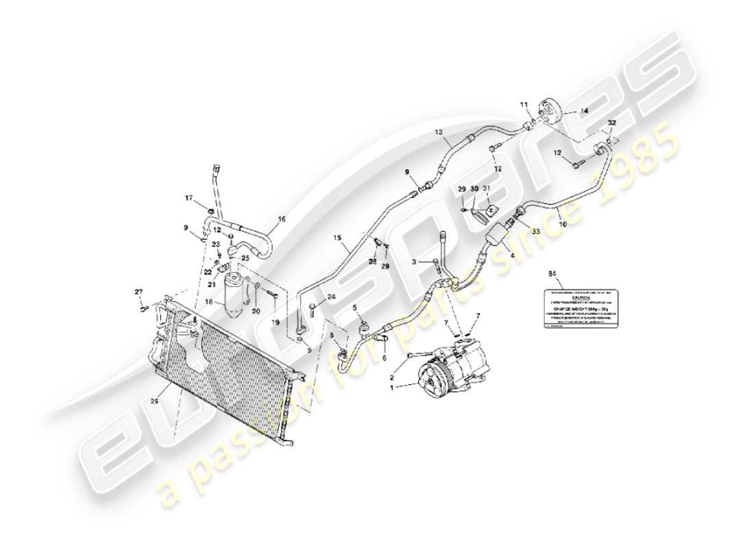 aston martin vanquish (2004) engine compartment installation part diagram