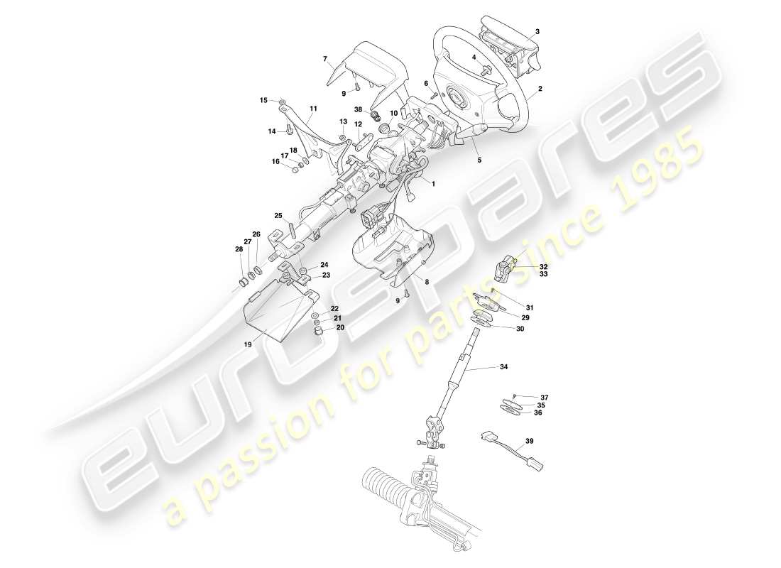 aston martin db7 vantage (2000) steering column part diagram