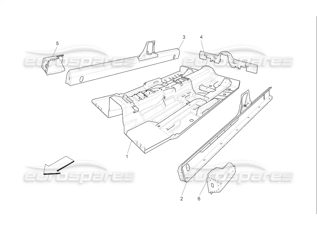 maserati qtp. (2006) 4.2 f1 central structural frames and sheet panels parts diagram