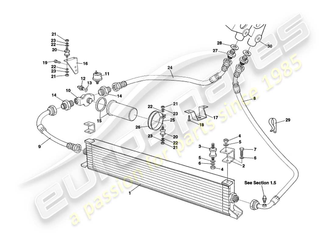 aston martin v8 volante (1998) oil cooling system parts diagram