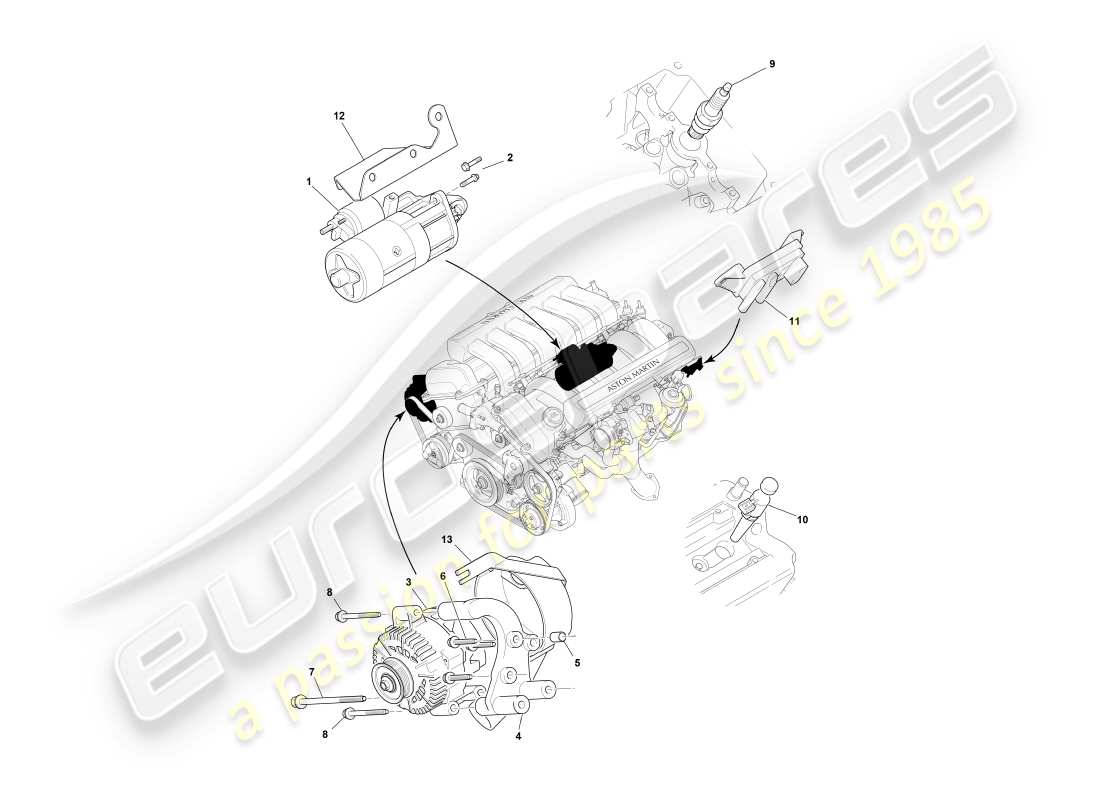 aston martin db7 vantage (2001) engine electrical components part diagram