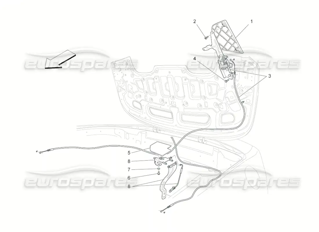 maserati grancabrio (2011) 4.7 electrical capote: flaps parts diagram