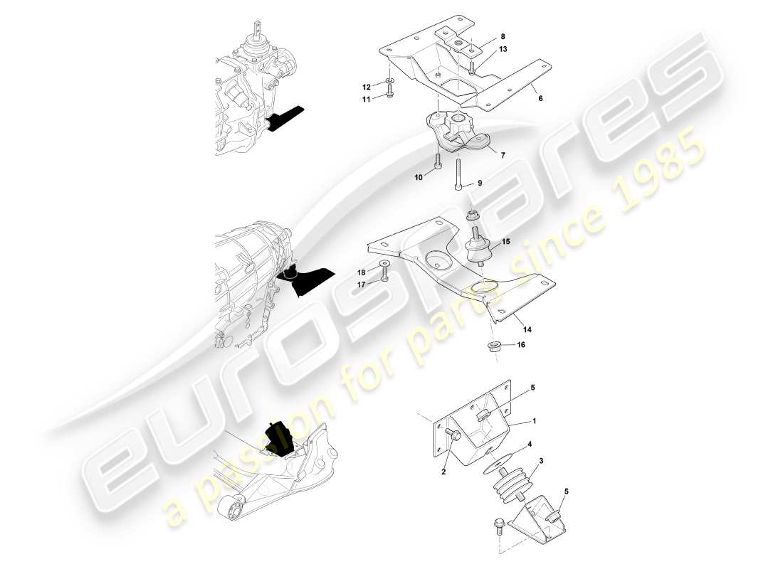 aston martin db7 vantage (2001) engine mountings part diagram