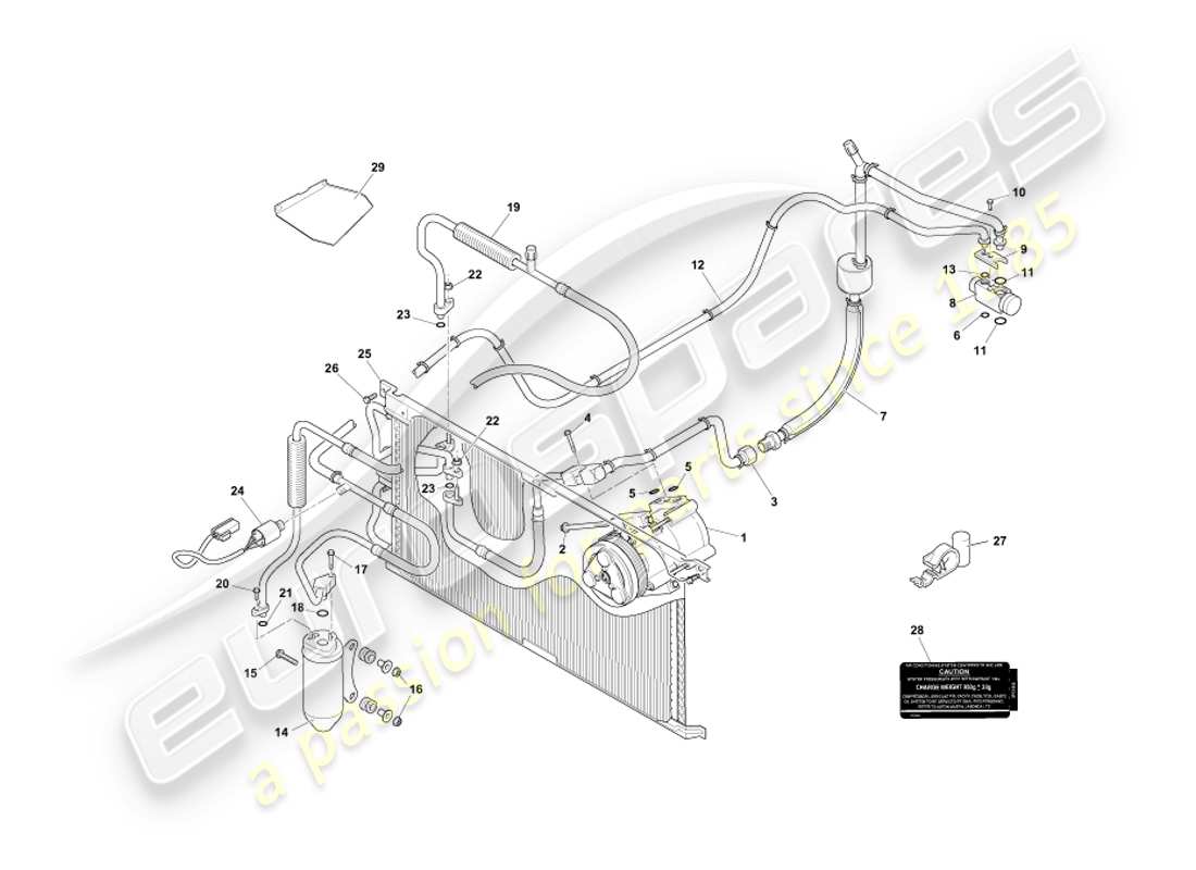 aston martin db7 vantage (2001) engine compartment installation part diagram