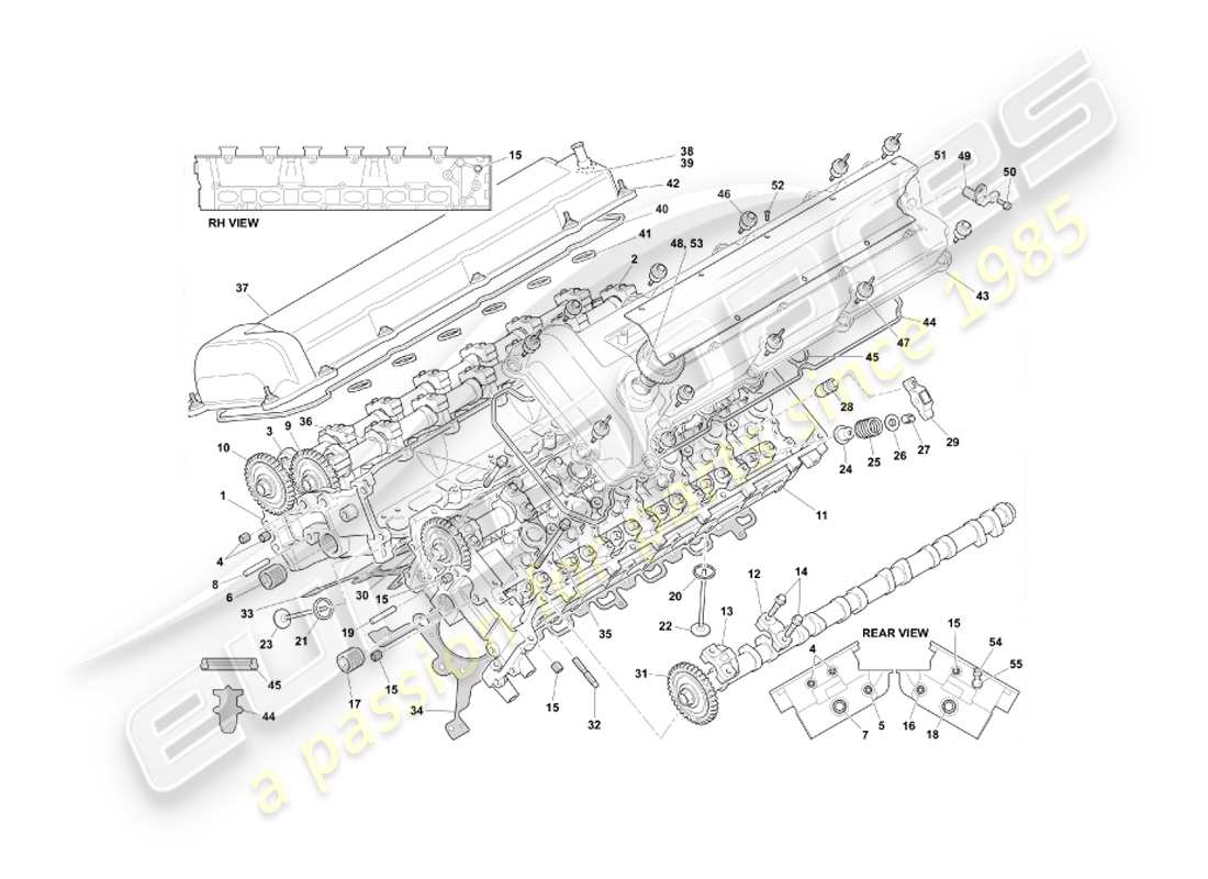 aston martin db7 vantage (2001) cylinder head part diagram