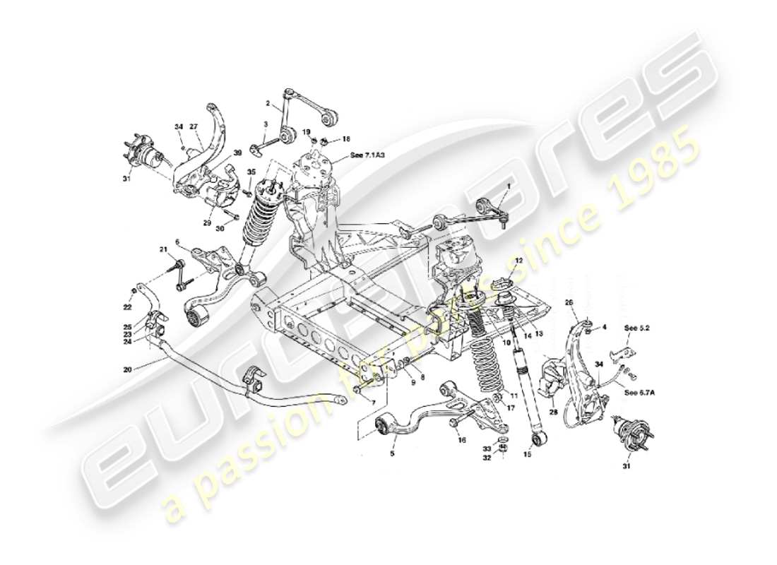 aston martin vanquish (2006) front suspension part diagram