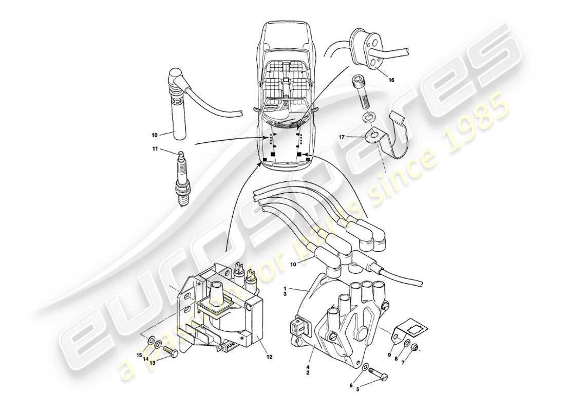 aston martin v8 volante (1997) engine electrical components part diagram
