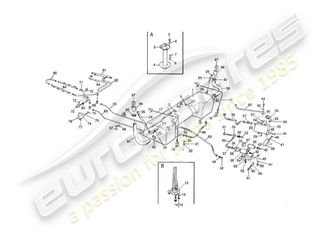 aston martin v8 virage (1999) fuel system part diagram